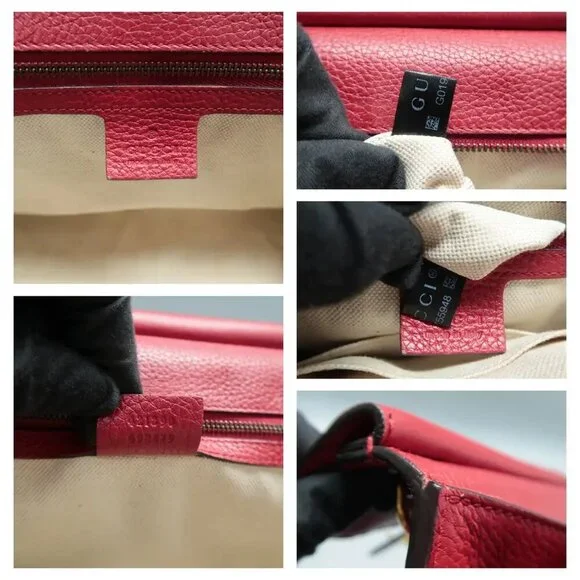 100% Authentic GUCCI GG Marmont Red Leather Satchel 922-12524 - Picture 10 of 12